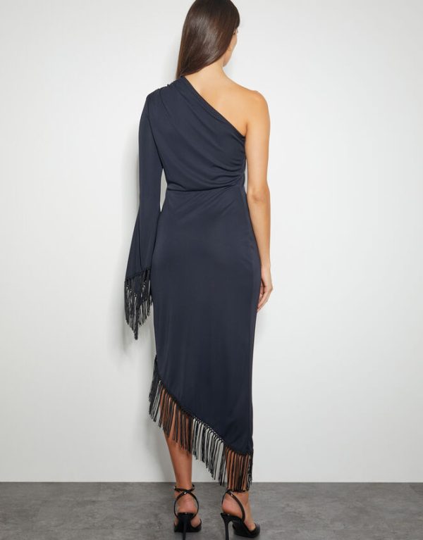 Monsoon Toria Fringe Jersey Dress Black - Image 3