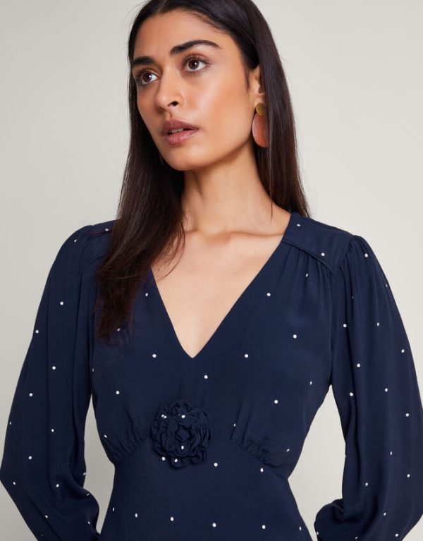 Monsoon Stella Spot Dress Blue - Image 2