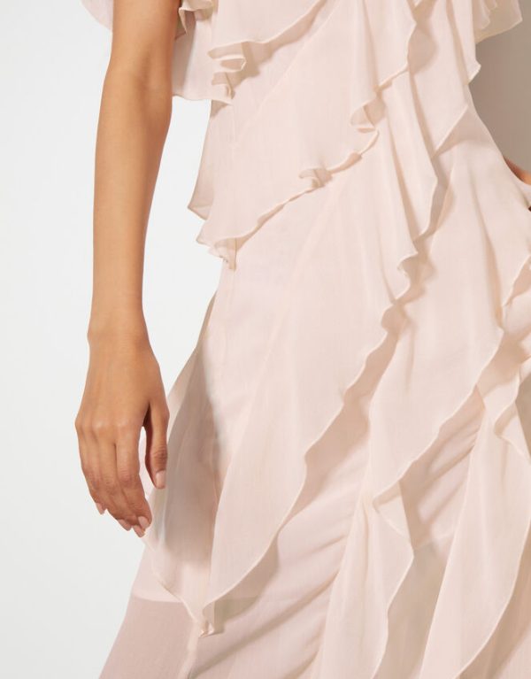 Monsoon Renata Ruffle Maxi Dress Pink - Image 3