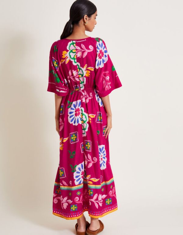 Monsoon Prim Floral Maxi Dress Pink - Image 3