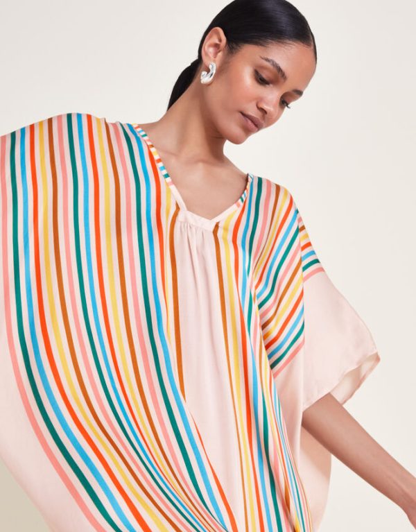 Monsoon Opal Stripe Kaftan White - Image 3