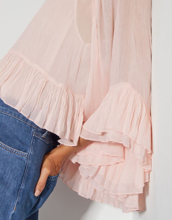 Monsoon Renee Crinkle Ruffle Top Pink - Image 3