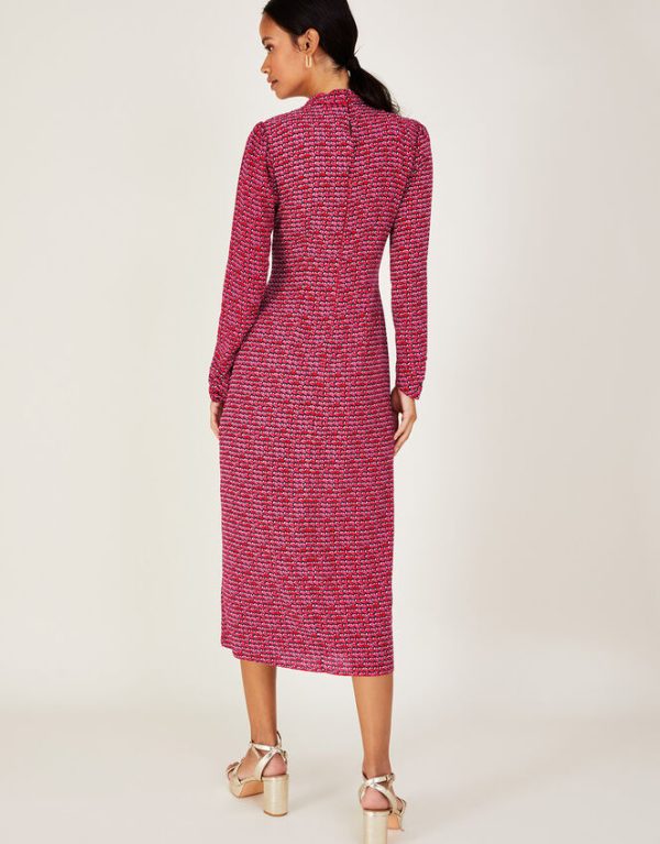 Monsoon Signy Geometric Print Midi Dress Red - Image 3