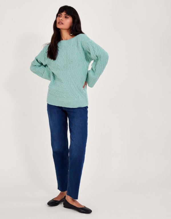 Monsoon Satu Stitch Jumper Green - Image 2