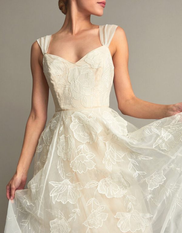 Monsoon Rose Organza Bridal Dress Ivory - Image 2