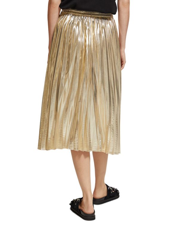 Monsoon Scotch and Soda Pleated Midi Skirt Gold - Image 4