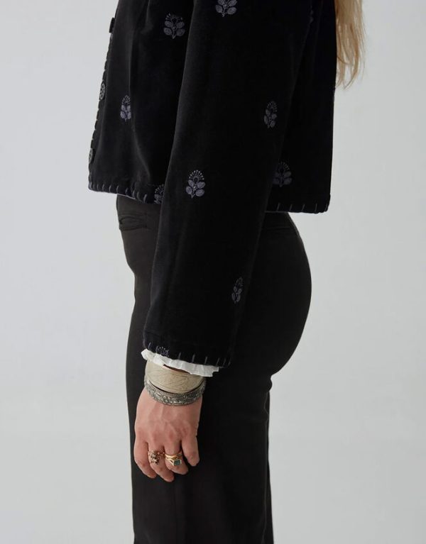 Monsoon Maison Hotel Embroidered Velvet Jacket Black - Image 3