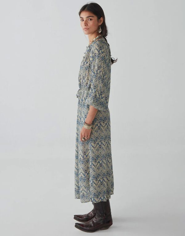 Monsoon Maison Hotel Fan Print Dress Blue - Image 4