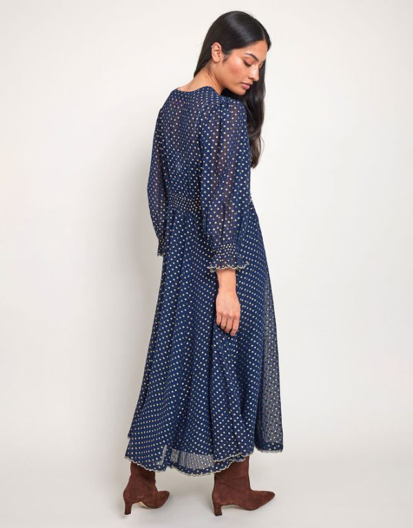 Monsoon East Polka Dot Dress Blue - Image 4