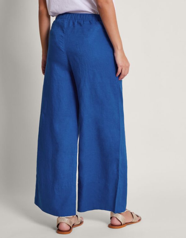 Monsoon Solene Wide Leg Trousers Blue - Image 3