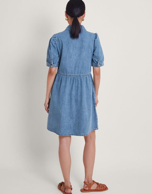 Monsoon Adeena Denim Mini Dress Blue - Image 3