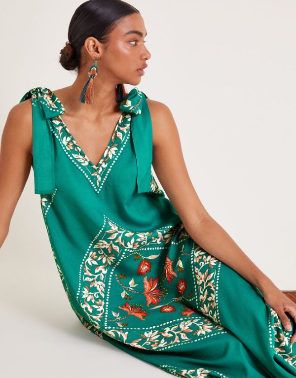 Monsoon Mila Border Print Midi Dress Teal - Image 5