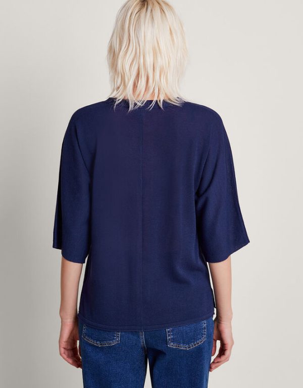 Monsoon Bea Short Sleeve Cardigan Blue - Image 3