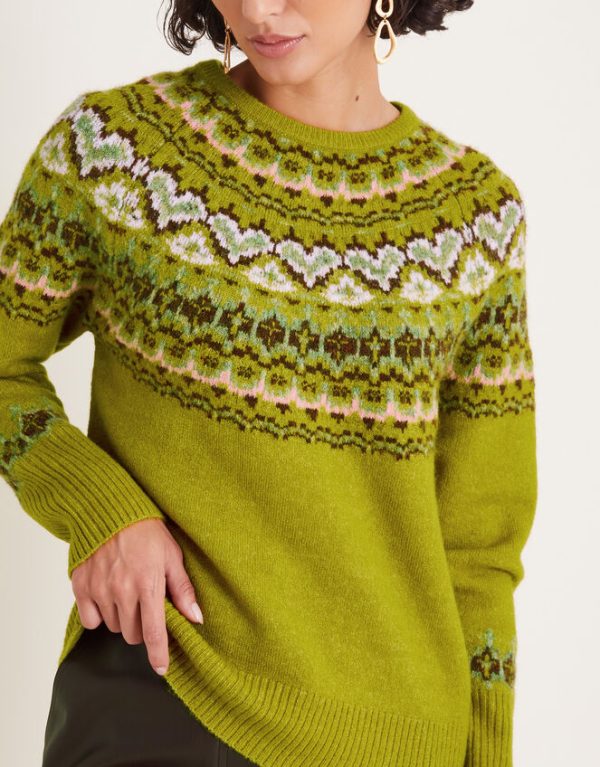 Monsoon Fern Fair Isle Jumper Green - Image 4