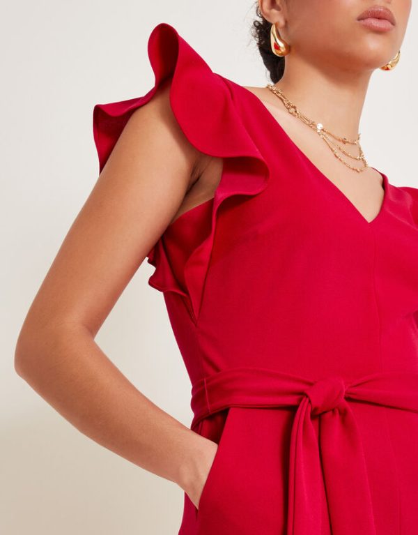 Monsoon Riri Ruffle Jumpsuit Red - Image 4