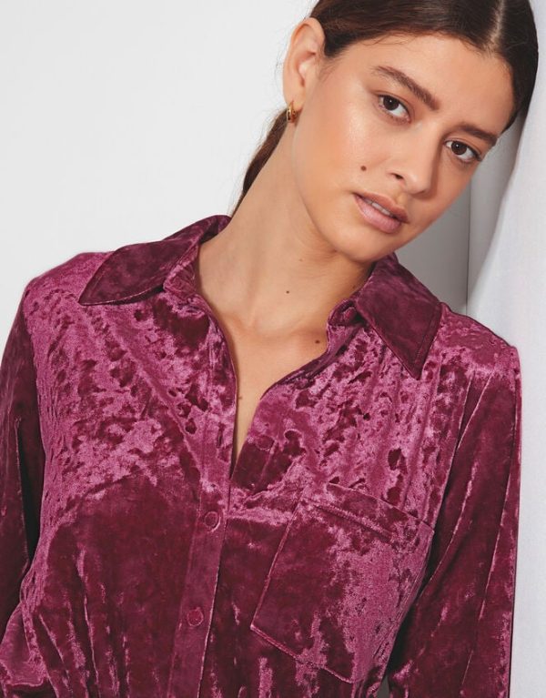 Monsoon Vida Velvet Shirt Pink - Image 4