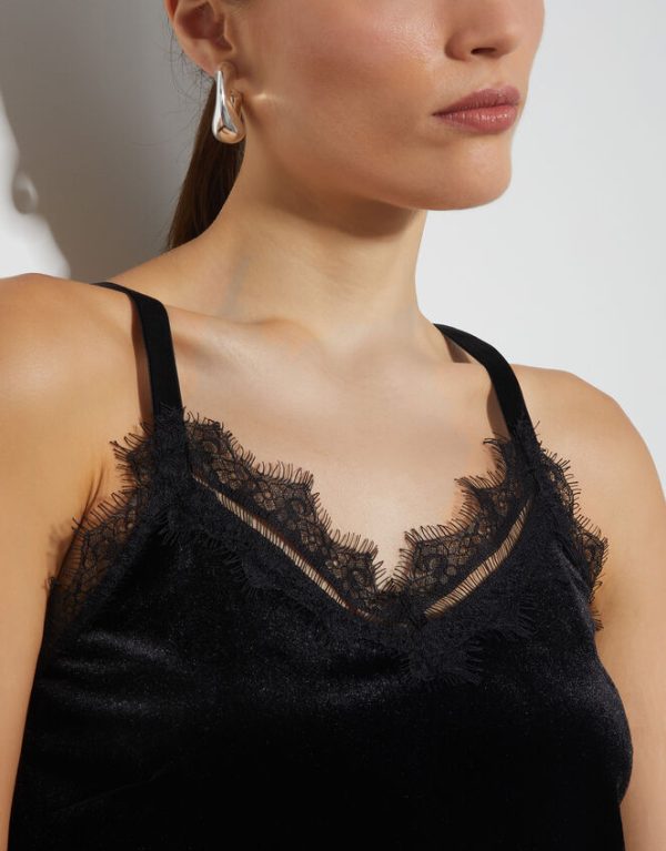 Monsoon Verity Lacy Velvet Cami Top Black - Image 4