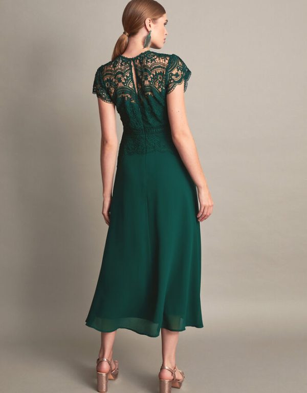 Monsoon Monica Lace Midi Dress Green - Image 3