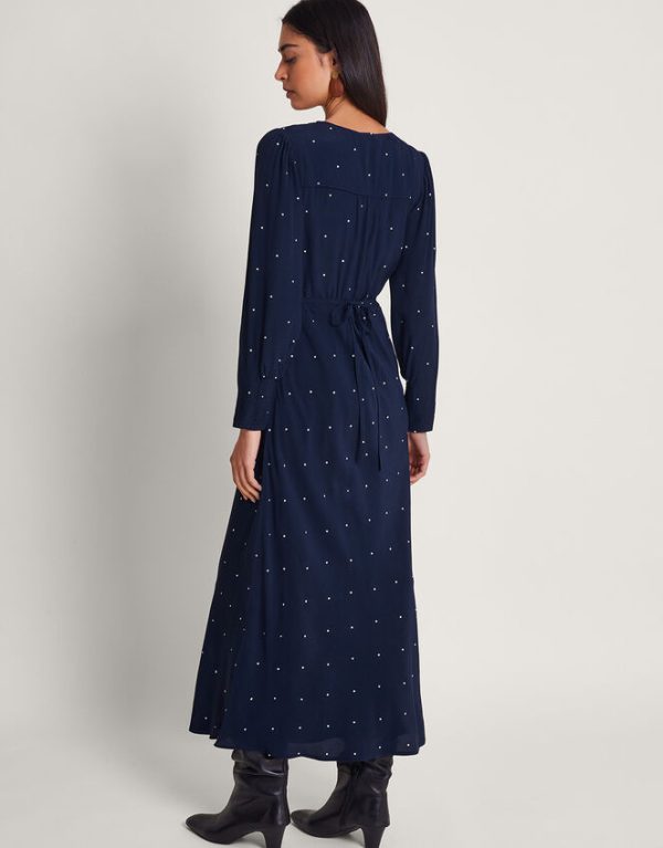 Monsoon Stella Spot Dress Blue - Image 3