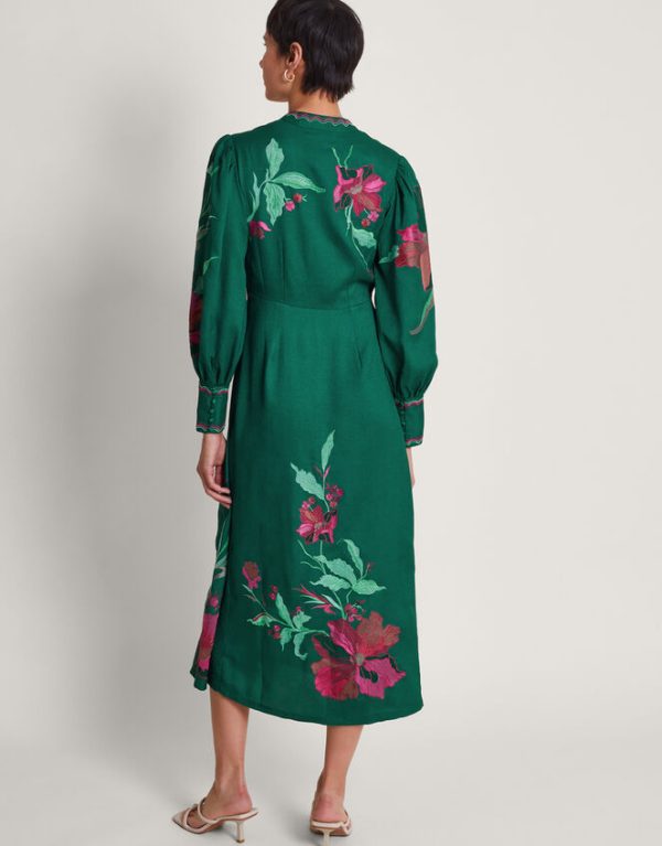 Monsoon Lyra Embroidered Midi Dress Green - Image 3