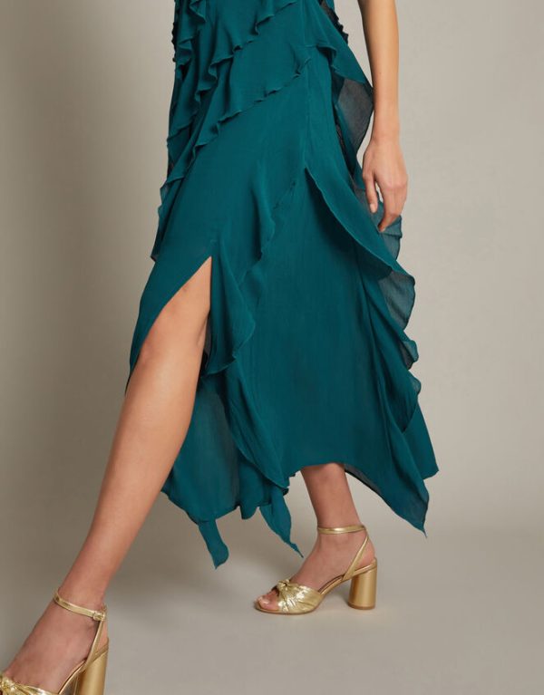 Monsoon Renata Ruffle Maxi Dress Teal - Image 4