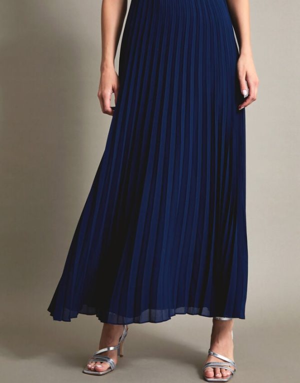 Monsoon Pippa Pleated Maxi Dress Blue - Image 4