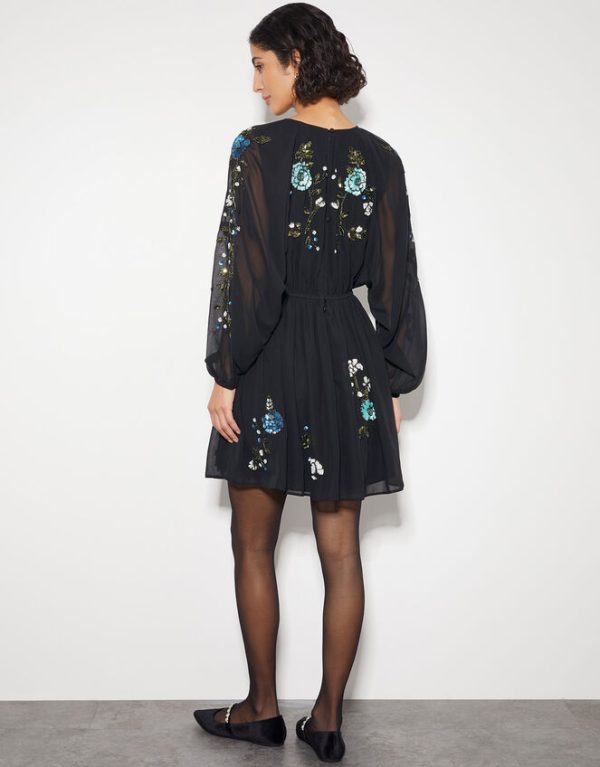 Monsoon Penelope Embellished Tunic Mini Dress Black - Image 4