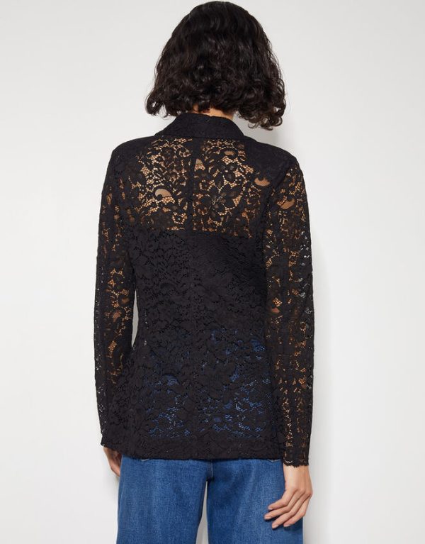 Monsoon Lola Floral Lace Blazer Black - Image 4