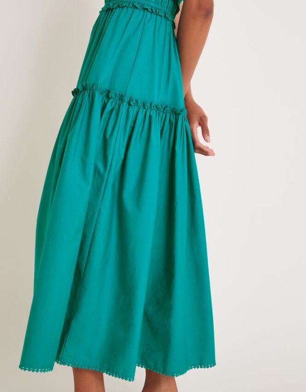 Monsoon Lorena Frill Midi Dress Teal - Image 4