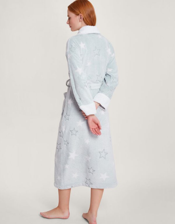 Monsoon Star Print Dressing Gown Grey - Image 3