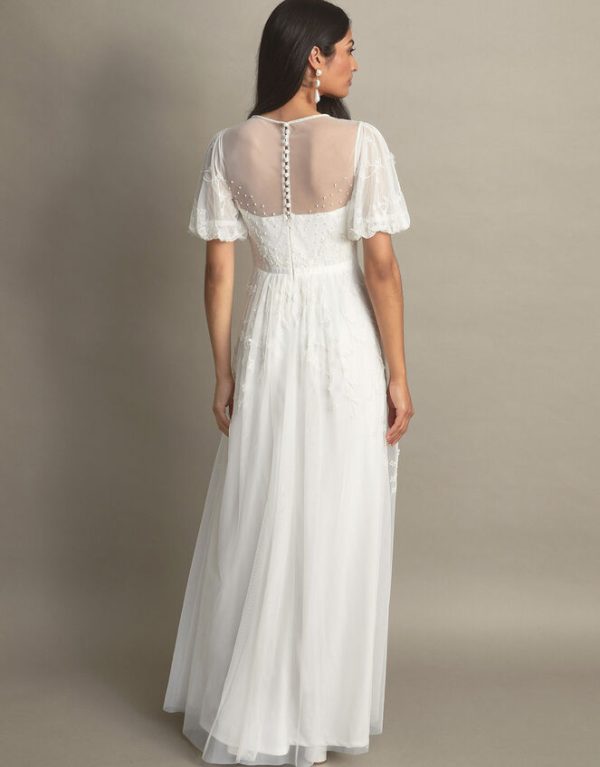 Monsoon Celina Embellished Bridal Dress Ivory - Image 3