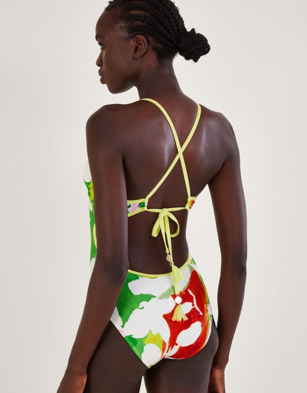 Monsoon Swimsuit Abstract Floral Print Swimsuit with Recycled Polyester Green - Image 3