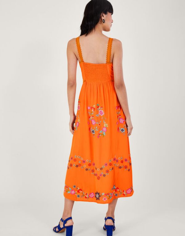 Monsoon Liyana Embroidered Floral Cami Dress Orange - Image 4