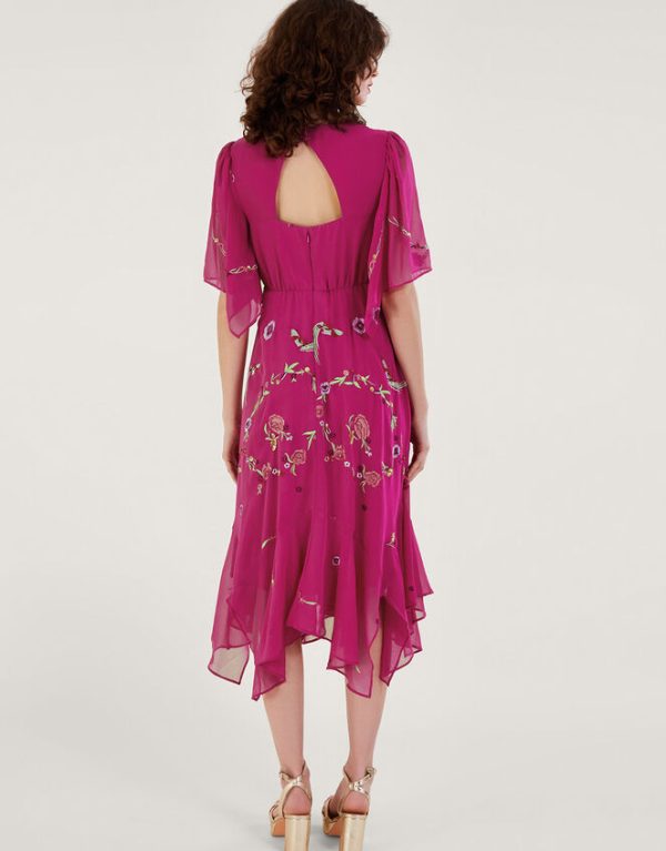 Monsoon Jane Hanky Hem Dress Pink - Image 3