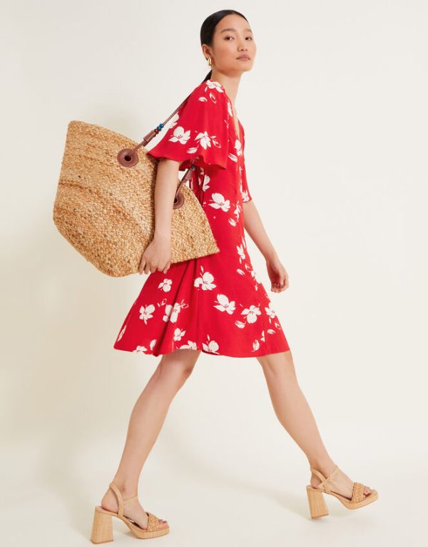 Monsoon Iggy Floral Wrap Dress Red - Image 5