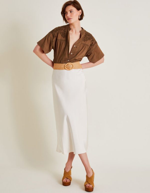 Monsoon Aerin Embroidered Short Sleeve Blouse Brown - Image 5