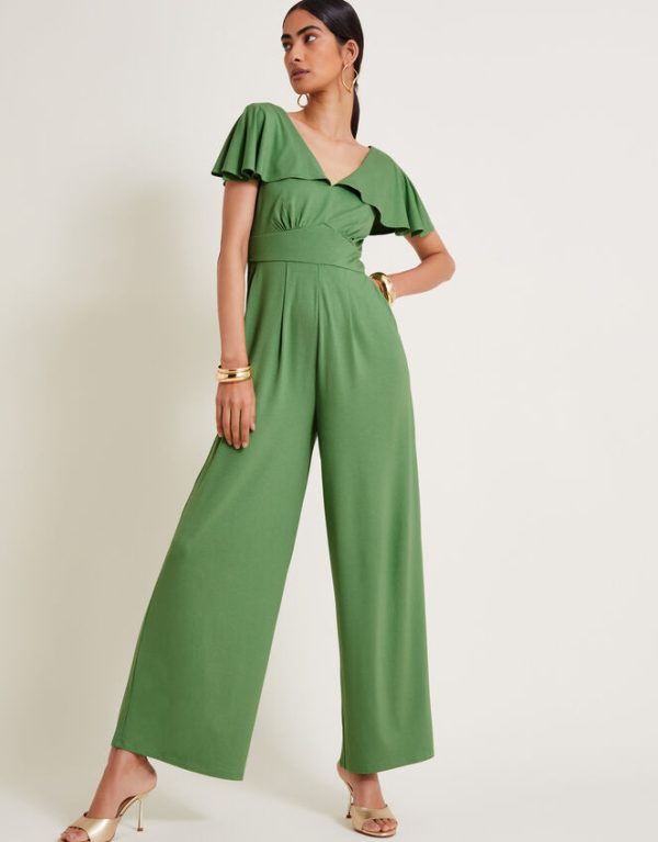 Monsoon Ronda Ruffle Jersey Jumpsuit Green - Image 5