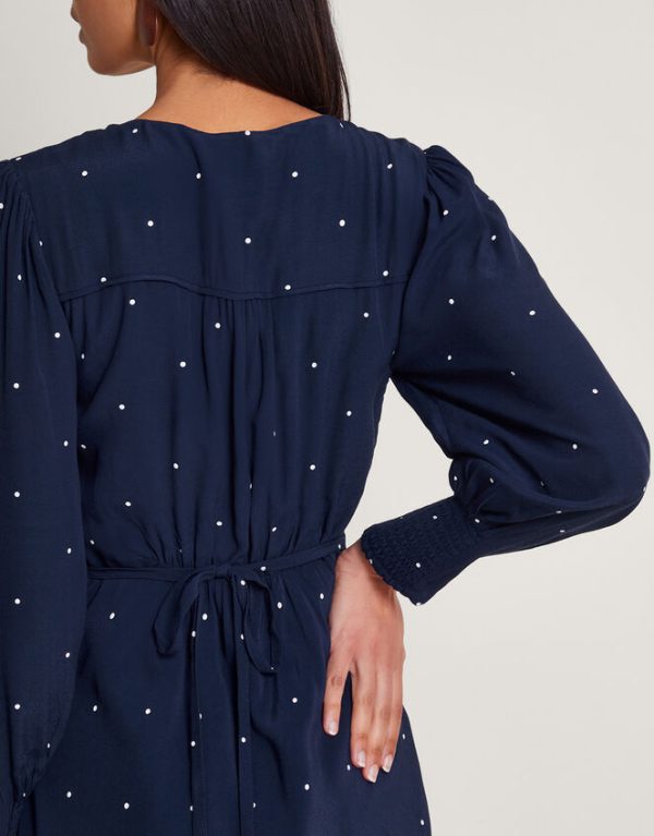 Monsoon Stella Spot Dress Blue - Image 4