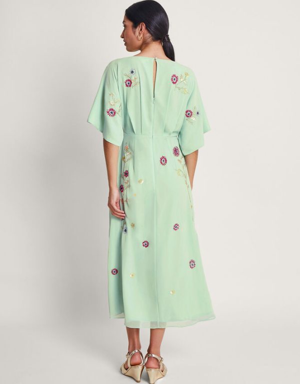 Monsoon Rosalie Hand-Embellished Dress Green - Image 4