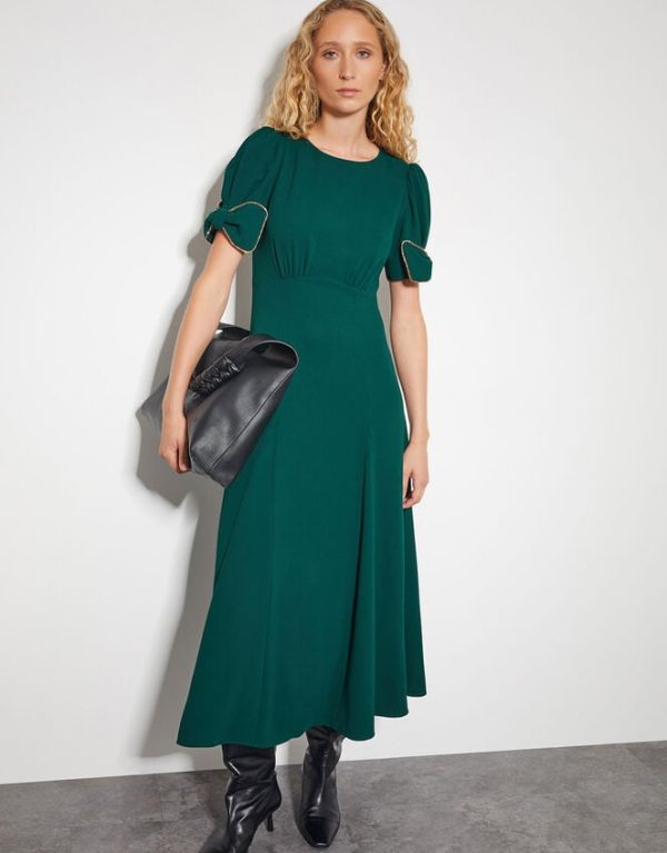 Monsoon Belle Bow Sleeve Midi Dress Green - Image 5