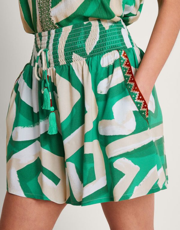 Monsoon Posy Print Shorts Green - Image 4