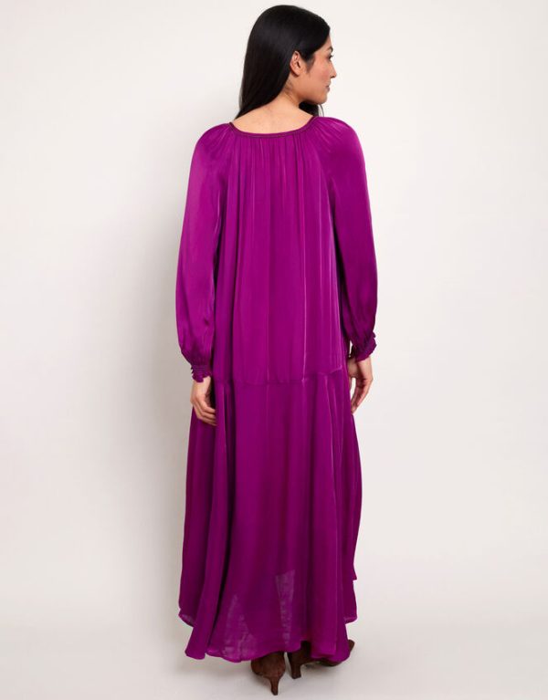 Monsoon East Embellished Satin Maxi Dress Pink - Image 5