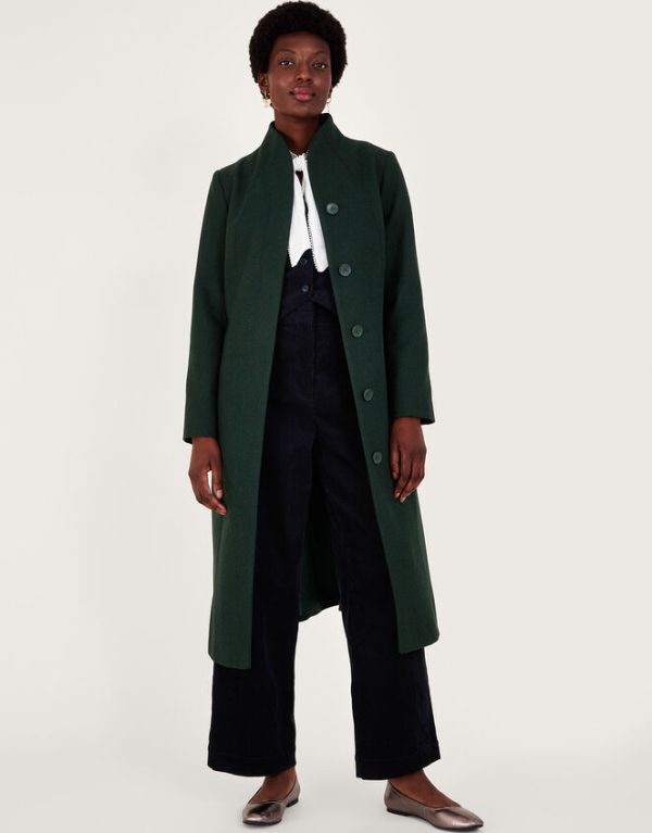 Monsoon Saskia Belted Coat Green - Image 7