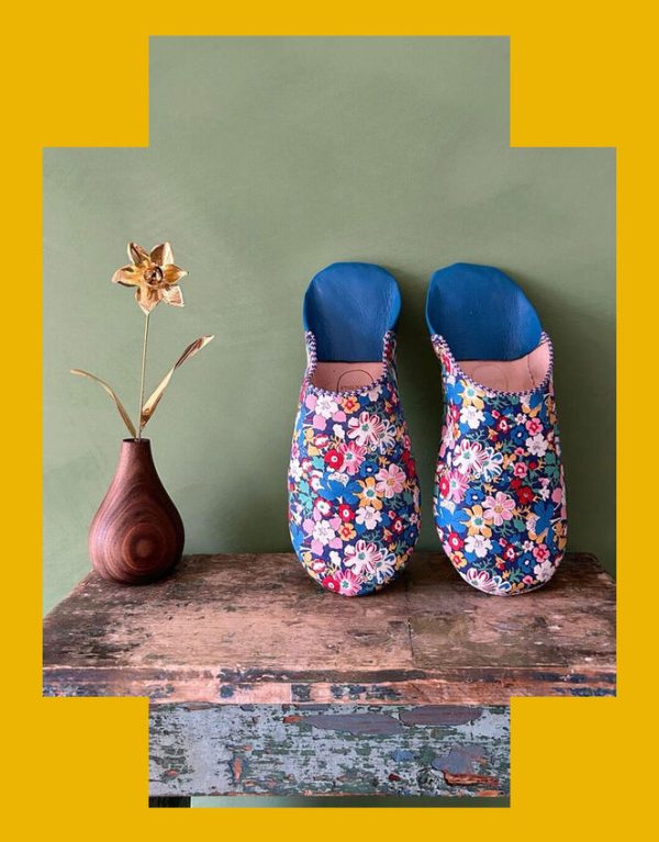 Monsoon Bohemia Design Liberty Print Babouche Slippers Blue