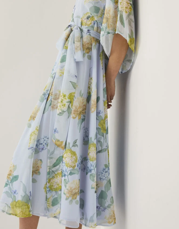 Monsoon Rowan floral wrap midi dress blue - Image 2