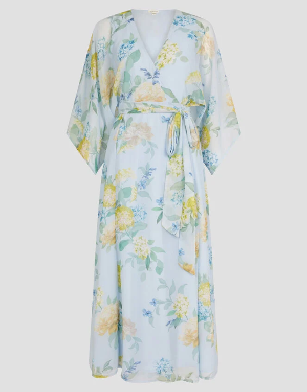 Monsoon Rowan floral wrap midi dress blue - Image 5